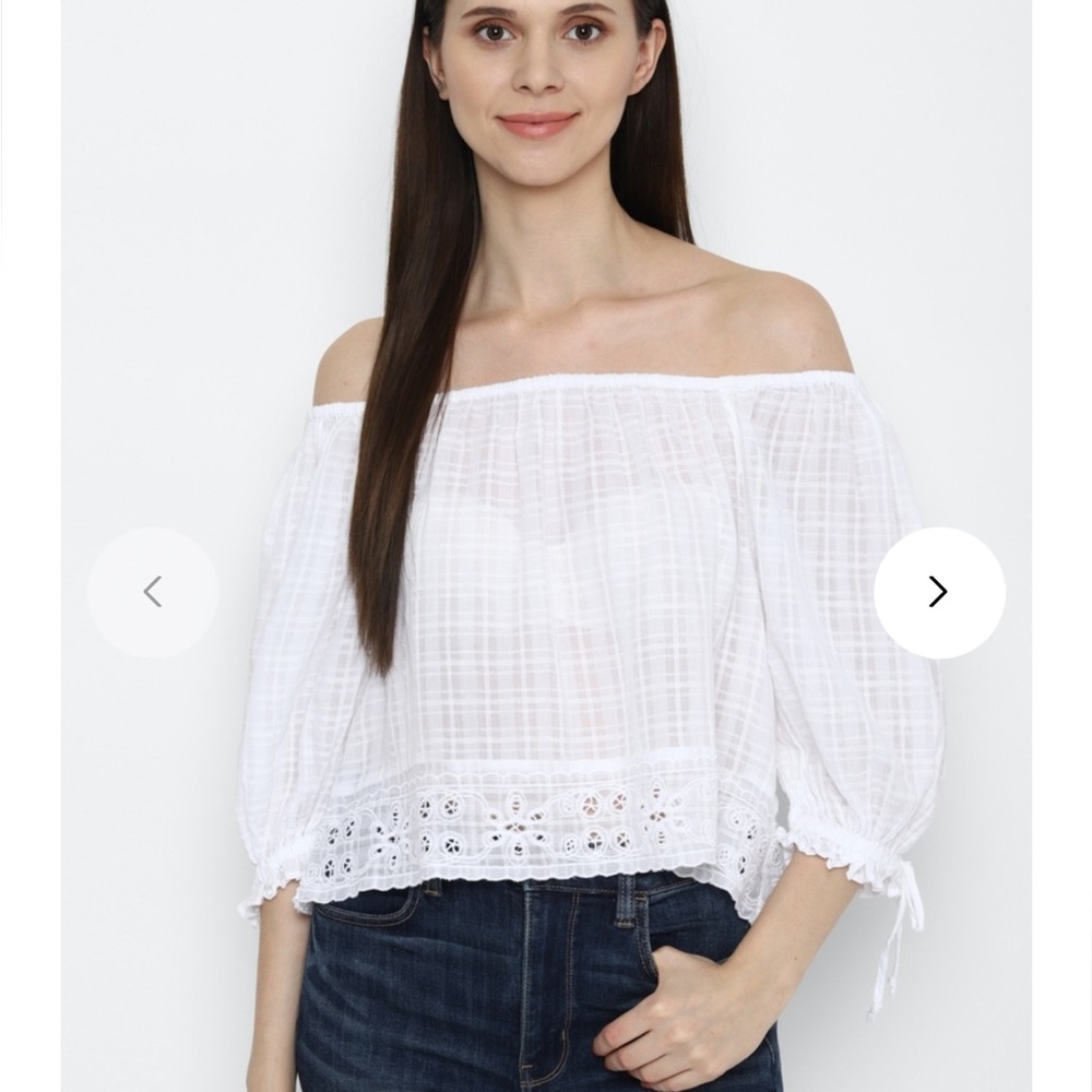 American Eagle Outfitters White Off-Shoulder Blouse
